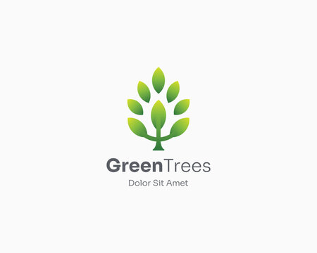 Creative fresh green tree logo gradient