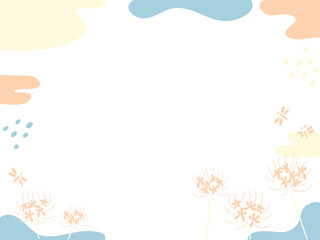 てがきで可愛いヒガンバナと赤とんぼの背景 © yao