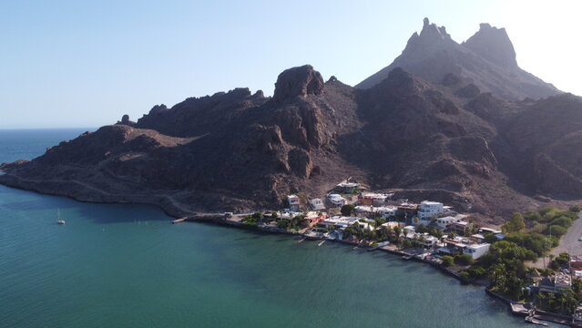 PHOTOGRAPHY WITH DRONE OF SUNSET IN SAN CARLOS BEACH SONORA MEXICO