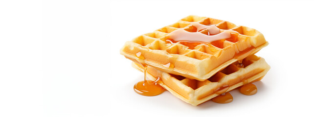 Belgian waffles with syrup. Generative Ai. 