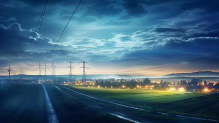 Fototapeta na wymiar sunset over the highway. Generative Ai. 