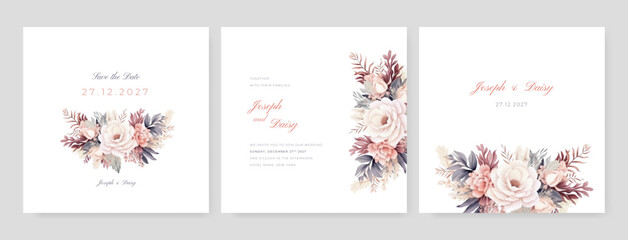 Fototapeta na wymiar Vector decorative greeting card or invitation design background. Wedding ornament concept. Floral poster, invite.
