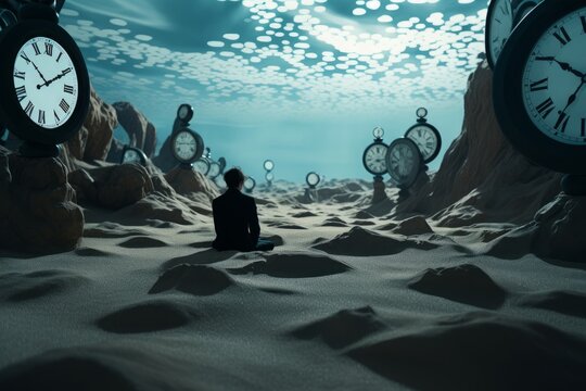 An experimental film still showing the director's artistic interpretation of time and space. Generative AI