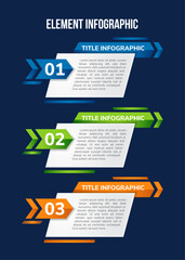 Arrow infographic elements. Business concept with 3 options. Vector illustration. Can be used for workflow layout, diagram, step by step infographics, graph, web design. blue, green and orange colors.