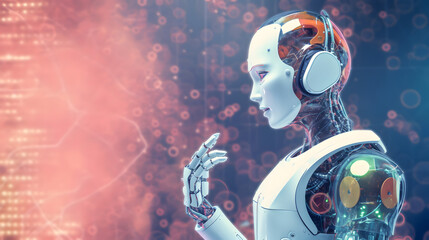 Futuristic robot with artificial intelligence. AI generated
