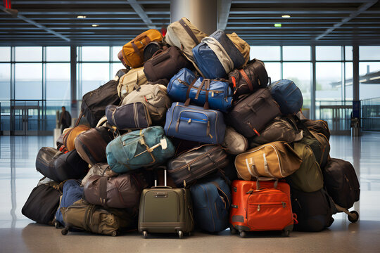 pile of suitcases in the airport