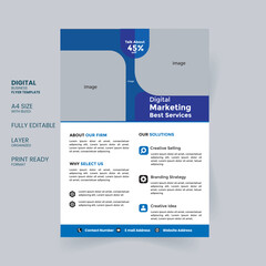 Digital marketing business design a4 flyer and pint ready
 Infographic best service vector template