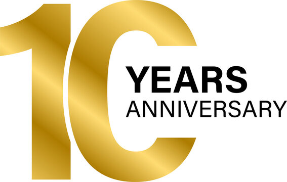 10 years anniversary gold icon for graphic design, logo, website, social media, mobile app, UI illustration