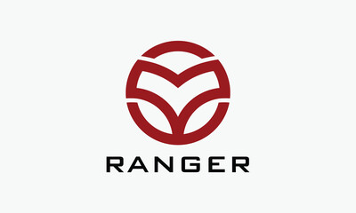 Logo circle ranger minimalist link concept technology secure industrial emblem protection guard