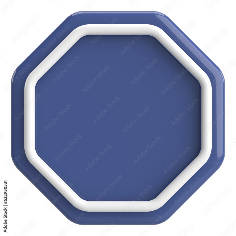 Wall mural 3D octagon button. Empty button. 3D illustration.