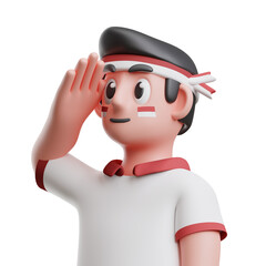 man salute flag 3d illustration