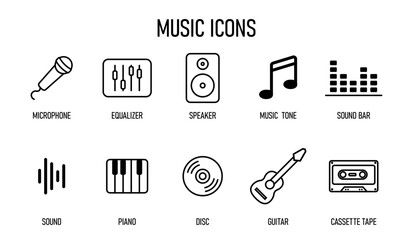 music and instrument icon set sound 