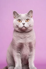 Very cute British Shorthair in nature, national geography, Wide life animals. AI Generated.