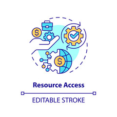 Editable resource access icon, isolated vector, foreign direct investment thin line illustration.