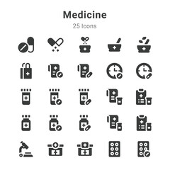 25 icons collection on medicine and related topic