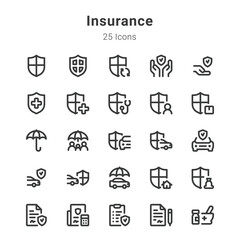 25 icons collection on insurance and related topics