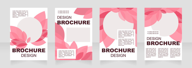 Seasonal event blank brochure layout design. Pink leaves. Vertical poster template set with empty copy space for text. Premade corporate reports collection. Editable flyer paper pages