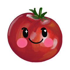tomato with face on a transparent background