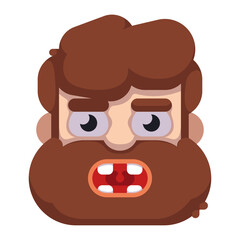Shouting man face. flat style beard man face. vector illustration
