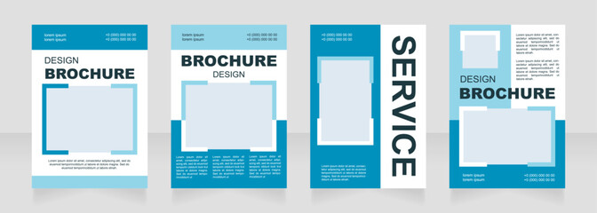 Customer service blue blank brochure layout design. Client support. Vertical poster template set with empty copy space for text. Premade corporate reports collection. Editable flyer paper pages