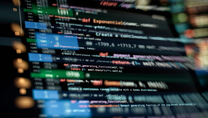 Notebook closeup photo. CSS, JavaScript and HTML usage. Monitor closeup of function source code....