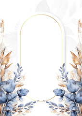 Floral border with pink flowers ang foliage, can be used as invitation card for wedding, birthday and other holiday and summer background. Botanical art. Watercolor