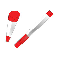 Red and white markers isolated on white background. Vector illustration.