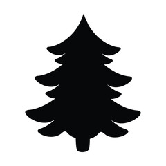 Christmas tree silhouette isolated on white background. Christmas tree icon. Vector illustration.