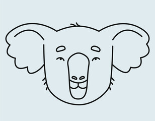 Koala face in doodle style. Cute Australian animal.