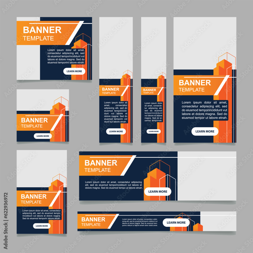 Wall mural building construction web banner design template. creating skyscrapers. vector flyer with text space