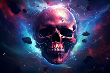 skull in the dark generative ai