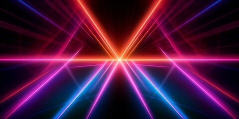 Abstract neon lights background with laser rays, and glowing lines. AI-Generated
