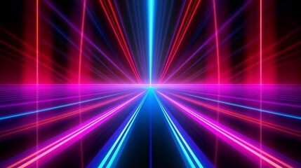 Abstract neon lights background with laser rays, and glowing lines. AI-Generated