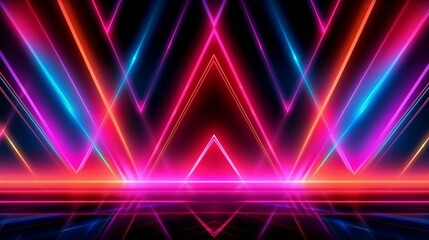 Obraz premium Abstract neon lights background with laser rays, and glowing lines. AI-Generated
