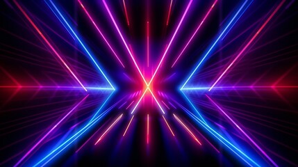 Abstract neon lights background with laser rays, and glowing lines. AI-Generated