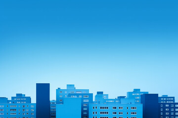 blue building minimalistic city ground view