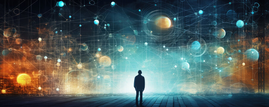 Conection technologies background. wide banner,