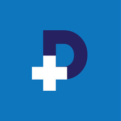 D Letter Logo with Plus Sign Vector