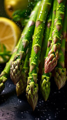 Freshly washed asparagus