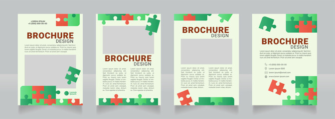 Teamwork in business blank brochure design. Template set with copy space for text. Premade corporate reports collection. Editable 4 paper pages. Roboto Black, Roboto, Nunito Light fonts used