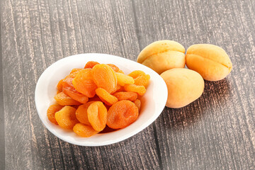 Dried apricot heap in the bowl