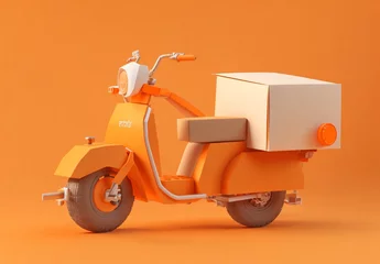 Foto auf Acrylglas Fahrrad cartoon scooter with a box