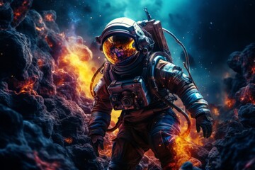 Astronaut At Spacewalk Cosmic Art, Generative AI