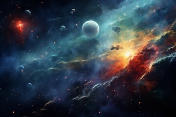 Obraz premium Abstract Scientific Planets Background, Generative AI