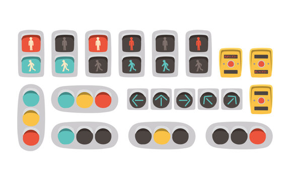 手描きの信号機のベクターイラストセット