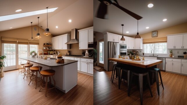 modern kitchen interior HD 8K wallpaper Stock Photographic Image