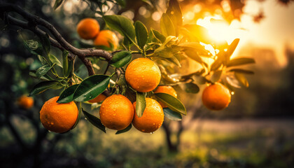 Freshness and vibrancy in nature citrus fruit, a healthy summer generated by AI