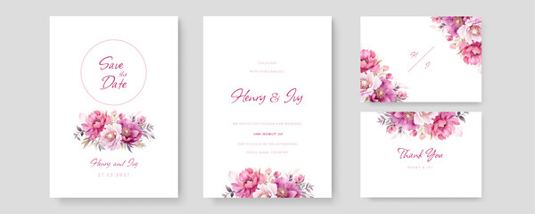 vector beautiful hand drawn floral wedding invitation card