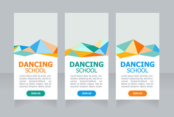 Opening of dancing school web banner design template. Vector flyer with text space. Advertising placard with customized copyspace. Printable poster for advertising. Tahoma font used