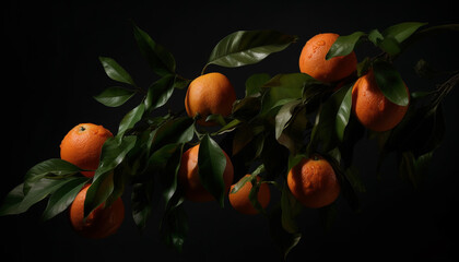 Freshness of citrus fruit, nature healthy eating, vibrant orange tree generated by AI